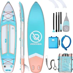 iROCKER Ultra Series Inflatable Stand Up Paddle Board 10’6″ Aqua/Peach