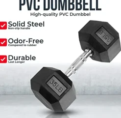Iron Crush Hex Dumbbell Sets – Heavy Duty PVC Coated Weights, Chrome-Plated Handles