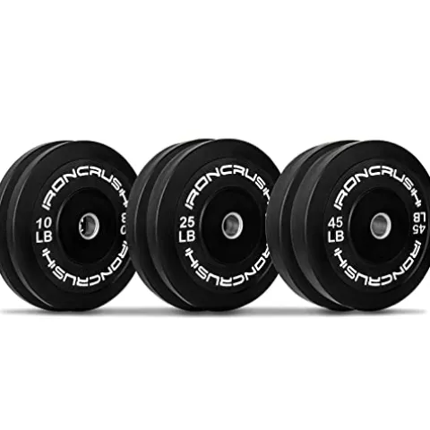 Iron Crush Olympic Bumper Plates Set – Virgin Rubber Weights for Strength Training 160LB Set