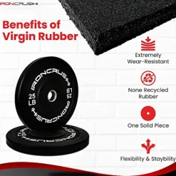 Iron Crush Olympic Bumper Plates Set – Virgin Rubber Weights for Strength Training 160LB Set
