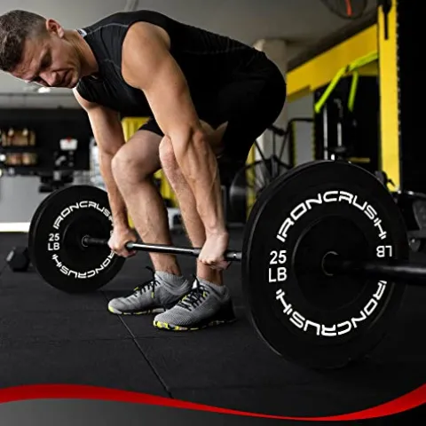 Iron Crush Olympic Bumper Plates Set – Virgin Rubber Weights for Strength Training 160LB Set