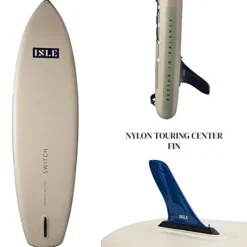 ISLE Surf and SUP Inflatable Hybrid Kayak-Stand Up Paddle Board Bundle Seafoam/Navy