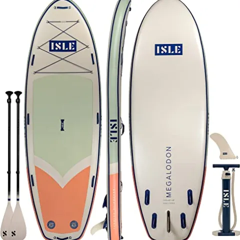 ISLE Surf and SUP Megalodon Inflatable Paddle Board & iSUP Bundle Seafoam/Peach