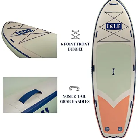 ISLE Surf and SUP Megalodon Inflatable Paddle Board & iSUP Bundle Seafoam/Peach