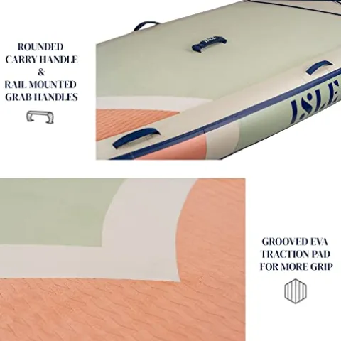 ISLE Surf and SUP Megalodon Inflatable Paddle Board & iSUP Bundle Seafoam/Peach