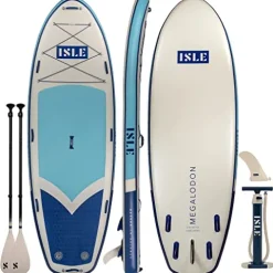 ISLE Surf and SUP Megalodon Inflatable Stand Up Paddle Board Aqua/Navy