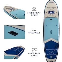 ISLE Surf and SUP Sportsman Inflatable Fishing Stand Up Paddle Board Aqua/Navy