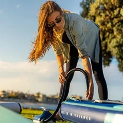 ISLE Surf and SUP Sportsman Inflatable Fishing Stand Up Paddle Board Aqua/Navy