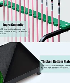 IxapA Freestanding Golf Club Display Stand Rack For Outside/Inside, Steel Golf Putter Rack For Family Club Placement, Golf Clubs Shelf Organizer Equipment Storage – Hold 9 Golf Clubs