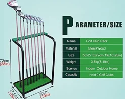 IxapA Freestanding Golf Club Display Stand Rack For Outside/Inside, Steel Golf Putter Rack For Family Club Placement, Golf Clubs Shelf Organizer Equipment Storage – Hold 9 Golf Clubs