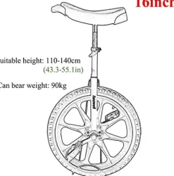 JINCAN 16-Inch Freestyle Unicycle with Anti-Skid Tires and Pedals