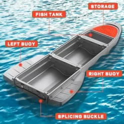 JYXKART Folding Fishing Kayak Dinghy Boat with Storage Gray