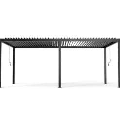 Kaimei Aluminum Pergola with Tilting Steel Louvers 10x19FT Outdoor Patio Cover Black