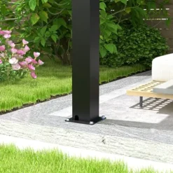 Kaimei Aluminum Pergola with Tilting Steel Louvers 10x19FT Outdoor Patio Cover Black