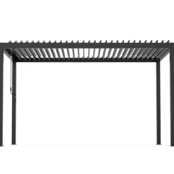 Kaimei 10x13FT Aluminum Pergola with Adjustable Louvered Roof Black
