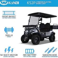 Kandi America Electric Cart 2 Passenger 5,000-Watt Motor Dump Bin ATV UTV Blue