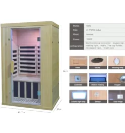 Kang Share Home Infrared Sauna Room 2 Person Canadian Hemlock 1260W
