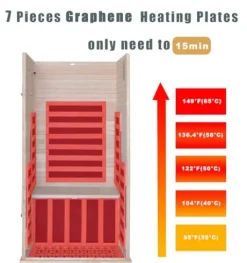 Kang Share Infrared Sauna Room 1260W Graphene Carbon 1 Person Canadian Hemlock KSH-A01