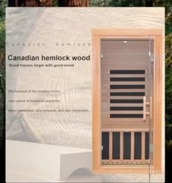 Kang Share Infrared Sauna Room 1260W Graphene Carbon 1 Person Canadian Hemlock KSH-A01