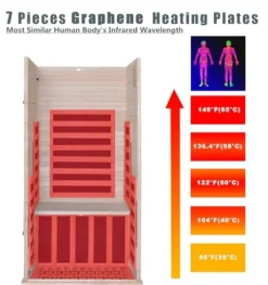 Kang Share Infrared Sauna Room for Home 1 Person 1260W, 7-Piece Graphene Carbon Heating Plate Dry Sauna