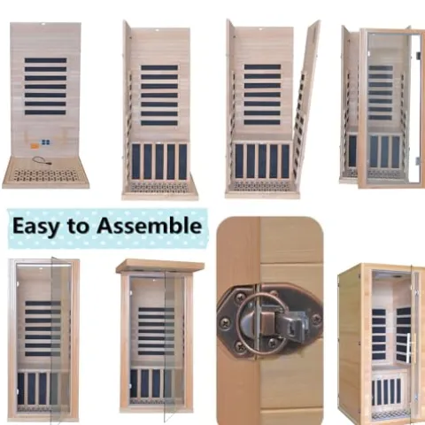 Kang Share Infrared Sauna Room for Home 1 Person 1260W, 7-Piece Graphene Carbon Heating Plate Dry Sauna