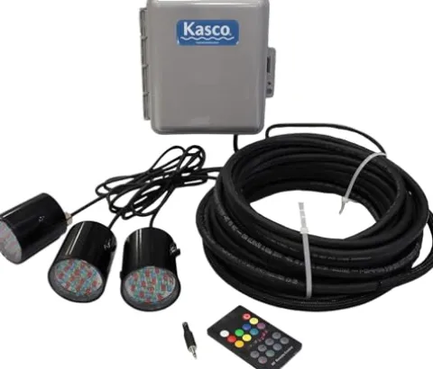 Kasco RGB LED Fountain Lighting – 3 Fixtures for 1/2-1 HP Units, 24V DC, Black