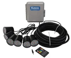 Kasco RGB LED Lighting Fixtures for 2-3 HP Units – 6 Pack with 150 ft Power Cord, 24V DC, Multi-Color