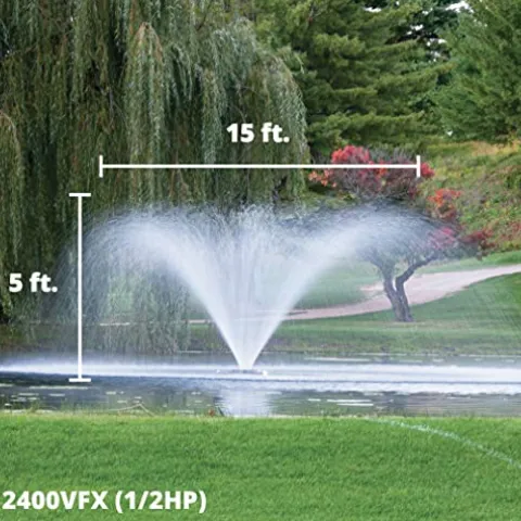 Kasco VFX Series Aerating Pond Fountain 1/2HP 120V with 200ft Power Cord Black