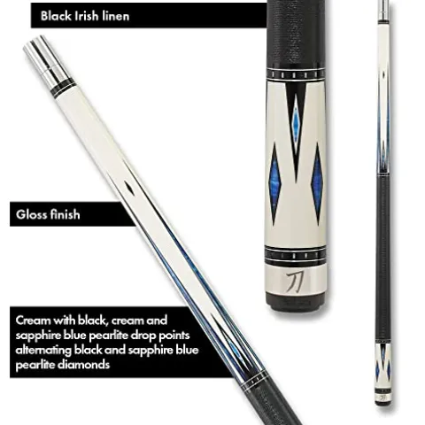 KATANA KAT03 Pool Cue Cream/Black Sapphire Blue Diamonds 20oz