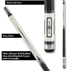 KATANA KAT15 Pool Cue White/Black with Green Designs 18oz