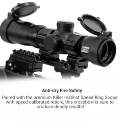 Killer Instinct Vital X 430 Elite Crossbow Archery Kit with Speed Ring Scope, Narrow Case, Bolts & Broadheads Black