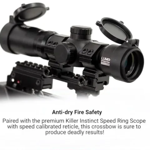 Killer Instinct Vital X 430 Elite Crossbow Archery Kit with Speed Ring Scope, Narrow Case, Bolts & Broadheads Black