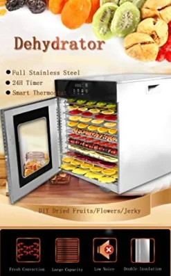 Kolice Commercial High Capacity 16-Tier Food Dehydrator with Digital Control