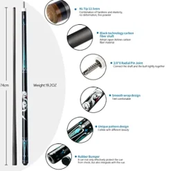 KONLLEN Carbon Fiber Pool Cue Stick Dragon Professional (Full Carbon Technology Low Deflection Billiard) KL-10BF