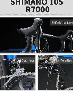 KOOTU Carbon Road Bike Lightweight Bicycle with Shimano 105 R7000 Groupset Black Red