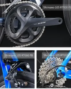 KOOTU Carbon Road Bike Lightweight Bicycle with Shimano 105 R7000 Groupset Black Red