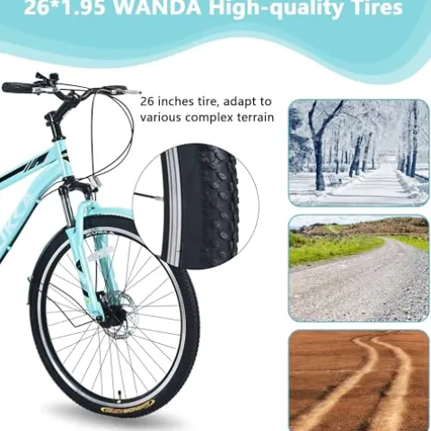 KOZYSFLER Adult Tricycle 7-Speed with 26-Inch Wheels, Wide Saddle, Rear Basket Green