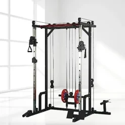 KOZYSFLER Power Cage with LAT PullDown and Weight Storage Rack Orange