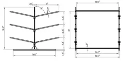 Krypt Towers Freestanding Kayak Storage Rack Holds 6 Kayaks Up to 20 Feet, Adjustable Arm Height
