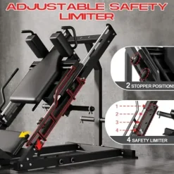 KUNRAM Adjustable Leg Press Hack Squat Machine for Home Gym Black