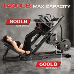 KUNRAM Adjustable Leg Press Hack Squat Machine for Home Gym Black