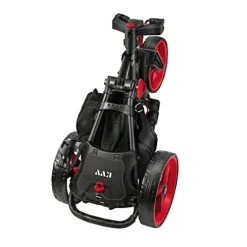 KVV 3 Wheel 360 Rotating Front Wheel Foldable/Collapsible Golf Push Cart Red/Black