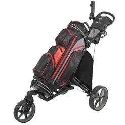 KVV 3 Wheel 360 Rotating Front Wheel Foldable Golf Push Cart Black/Charcoal
