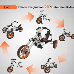 KZPFER 20-in-1 Buildable Kids Go Kart Set Silver