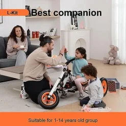 KZPFER 20-in-1 Buildable Kids Go Kart Set Silver