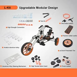 KZPFER 20-in-1 Buildable Kids Go Kart Set Silver