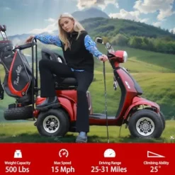 LAGTOM Electric Golf Cart & Mobility Scooter 1000W Candy Apple Red