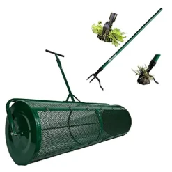Landzie Spreader & Weeder Lawn Care Set – 60″ Compost Spreader & 44″ Manual Weeder Green