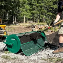 Landzie Tow-Behind Compost and Peat Moss Spreader 60 x 20 Inch for Large Lawns