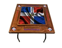 Latinos R Us Dominican Republic Full Flag Domino Table Red Mahogany